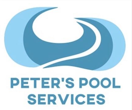 peters pool services logo blue water wave