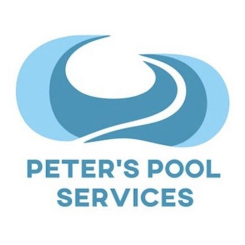 peters pool services logo blue water wave